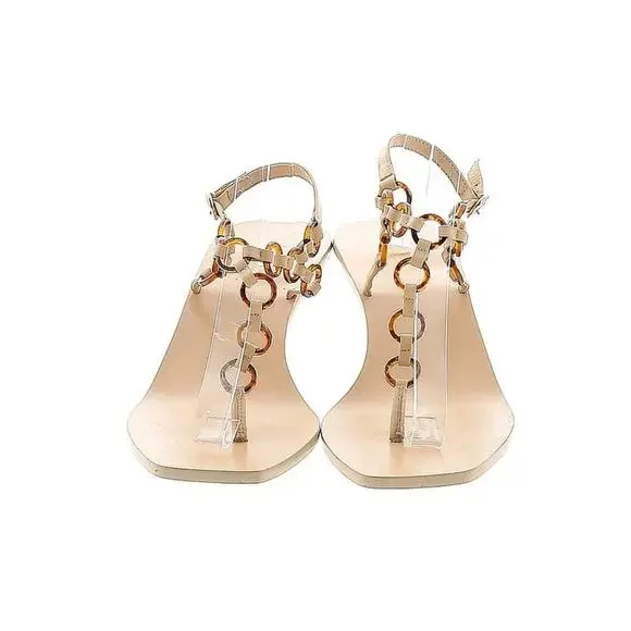 CULT GAIA Caitlyn Sandal Kitten Heels Tortoise Resin Leather Nude Tan EUC - Picture 2 of 2